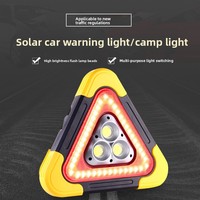 Triangle de signalisation pour voiture, réflecteur trépied, feu stop de sécurité éclairé, lampe d'urgence LED verticale à énergie solaire, matériau ABS