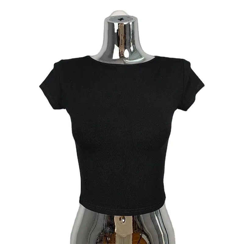 Nieuw Binnen Zomer Oversized Shirt Custom Zwart T-Shirt 100% Katoenen Crop Top Vrouwen