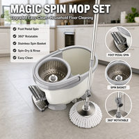 Juego de Mopa Giratoria Mágica Fácil de Limpiar, con Pedal, Rotación de 360 Grados, para Limpieza del Hogar