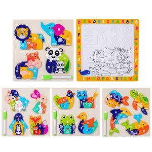 Puzzle 3D in Legno Montessori 2-in-1 per Bambini, Educazione Precoce, Puzzle Cartoon con Lavagna <span class=keywords><strong>da</strong></span> Disegno, <span class=keywords><strong>Giochi</strong></span> Certificati En71 per Ragazzi - Product Image 5