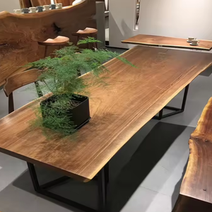 Fornitore all'ingrosso lastra naturale di noce di Acacia Bubinga Raw Top Suar dal vivo Edg tavolo da pranzo in legno lastra di legno - Product Image 5