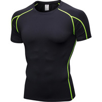 T-shirt d'entraînement sportif T-shirt à manches courtes à séchage rapide élastique Vêtements de fitness à manches courtes moulants pour hommes