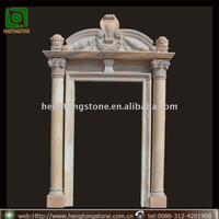 Porte d'entrée ronde en marbre naturel, sculpté à la main, Design européen