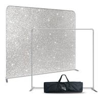 Rideaux de scène en tissu tendu interchangeables, paillettes argentées, séquin, toile de fond scintillante, support pour décoration