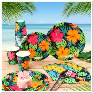Set Decorazioni per Feste Hawaiane Tropical Nights a Prezzo di Fabbrica, Set Completo con Piatti e Tovaglioli per Compleanni dei Bambini - Product Image 4