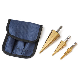 3pcs HSS Titanium Straight Step <b>Drill</b> <b>Bit</b> High Speed Steel Metal <b>Wood</b> Hole Cutter Cone Drilling Tool Set - Product Image 3