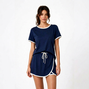 Conjunto Deportivo Casual de 3 Piezas para Mujer, Marca Oneten Apparels, con Capucha, Sin Mangas, Antiarrugas, 100% Algodón, Camiseta y Pantalones Cortos, Corte Holgado - Product Image 1