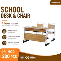 Chaises et tables d'école primaire de qualité supérieure, écologiques, confortables, durables, réglables en hauteur, ignifuges, en MDF, ensemble de bureau d'étude moderne