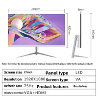 Monitor Bisnis 27-inci Putih 75Hz/144Hz LCD Datar dengan Panel MVA Waktu Respons 5ms Speaker Terintegrasi untuk Gaming Desktop