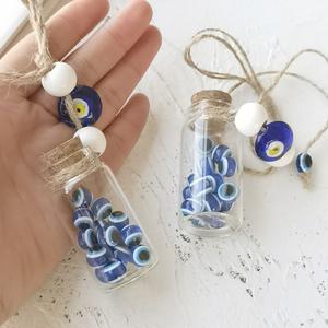 Porte-bouteille porte-bonheur turc bohème - Nazar Boncugu en verre et cristal perlé, décoration de salon, mariage, anniversaire, ornement - Product Image 5