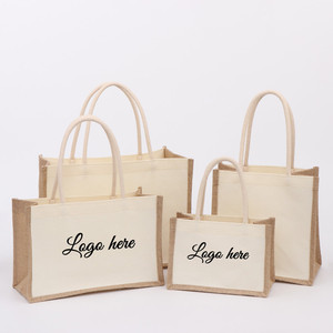 Factory Direct Sales Custom Logo Blank Canvas <strong>Wholesale</strong> Cotton <strong>Jute</strong> Lady Fashion Waterproof All Seasons Custom Closure <strong>Bags</strong> - Product Image 1