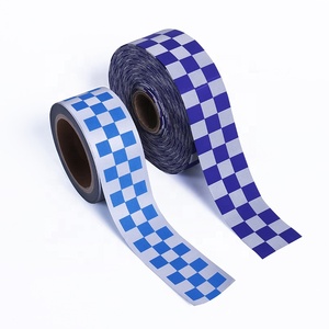 Nastro Riflettente Personalizzato con Stampa a Scacchi per Abbigliamento, Scarpe, Borse, Alta Visibilità Argento Blu Certificato EN20471 PES PVC - Product Image 1