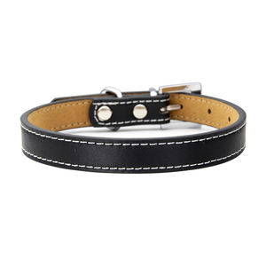 China Custom Gepersonaliseerde Lederen Verstelbare Koeienhuid Echt Lederen Hondenhalsband - Product Image 2