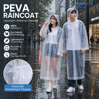 Imperméable léger en PEVA transparent, imperméable, réutilisable, avec capuche, pour adultes