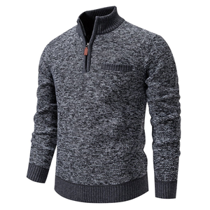 <span class=keywords><strong>เสื้อ</strong></span>สเวตเตอร์คอเต่าสำหรับผู้ชายเสื้อถักแบบสวมหัวพิมพ์ลาย<span class=keywords><strong>เสื้อ</strong></span>ถักซิปครึ่งตัวสำหรับฤดูหนาวโลโก้ตามสั่ง - Product Image 3