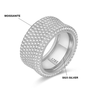 Bague Hip Hop pour homme, plaquée or 18 carats, entièrement pavée de moissanite taille brillant rond, 8 rangs, style rappeur, alliance de mariage