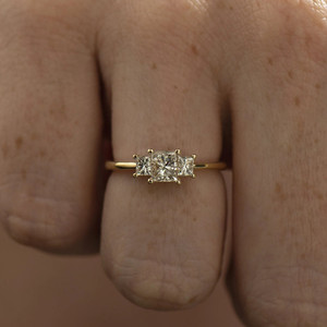 Princess Cut Lab Created Three Stone <b>Diamond</b> <b>Ring</b> Sterling Silver Wedding Gift Bulk Product - Product Image 3