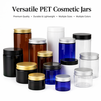 Pot en plastique PET de 50 ml à 250 ml avec couvercle, sans BPA, ambre, noir, bleu, transparent, pour crème, conteneur de stockage cosmétique