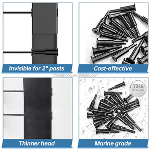 Tensor de tensión oculto de acero inoxidable T316 para cable de 1/8 pulgadas, kit de barandilla de cable invisible negro para poste de cubierta metálica 2x2 - Product Image 5