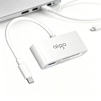 Lecteur de cartes mémoire USB-C tout-en-un, fentes SD TF et port USB supplémentaire, sans pilote, compatible avec les tablettes et les appareils photo numériques