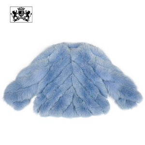 Manteau en fourrure de renard véritable bleu, chaud et luxueux, nouvelle conception Janefur, pour femmes, taille plus, manteau en fourrure court pour l'hiver - Product Image 1