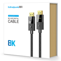 Câble DisplayPort Mindpure 1.4 8K 60Hz 4K 144Hz 32,4 Gbps HBR3 tressé en coton pour PC, ordinateur portable, moniteur, avec attache VESA