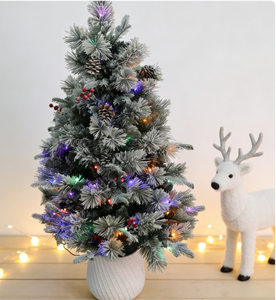 <span class=keywords><strong>Sapin</strong></span> de Noël artificiel mince <span class=keywords><strong>en</strong></span> <span class=keywords><strong>sapin</strong></span> arctique floqué, pré-éclairé, pliable, 1,37 m, 100 lumières LED, 358 pointes de branches <span class=keywords><strong>en</strong></span> PVC/PE, 11 branches artificielles - Product Image 1