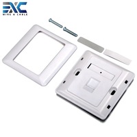Plaque murale EXC blanche en ABS pour câble réseau RJ45 Cat6, 1/2 ports, avec connecteur Keystone femelle 86x86mm