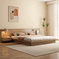 Cama Japonesa Tatami Moderna con Base de Madera, Tamaño King/Queen, Muebles de Dormitorio, Cama Doble con Mesita de Noche