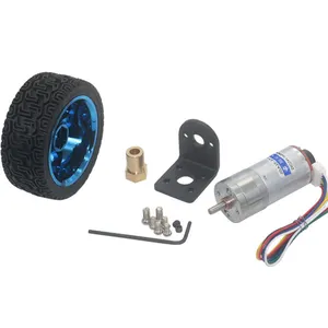 JGA25-370 24V Dc Gear Motor dengan Kopling Encoder 65Mm Roda Dc Gear Motor Bracket Kit Mobil Pintar untuk DIY