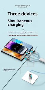 Cable de Datos de <span class=keywords><strong>Carga</strong></span> Rápida 3 en 1, Cable Universal Giratorio de Doble Cabezal con Diseño Mecánico, Compatible con <span class=keywords><strong>Apple</strong></span>, Huawei y Teléfonos Android - Product Image 6