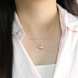 도매 고급 보석 솔리드 14k 골드 Moissanite 목걸이 타원형 모양 여자 펜던트 목걸이 고급 보석 도매 - Product Image 3