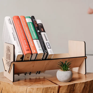 Estante para Libros de Madera Minimalista con Diseño Grabado con Láser para Organizar el Escritorio, Soporte para Libros Moderno, Estante Decorativo, Accesorio de Lectura - Product Image 3