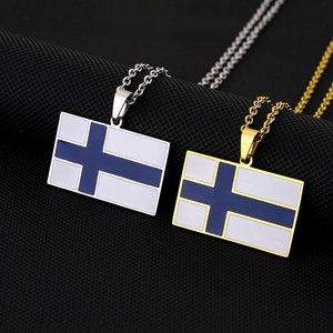 Fabrikant Roestvrijstalen <span class=keywords><strong>Finland</strong></span> Vlag Charme Kettingen 18K Vergulde Emaille Finlander Finn Kaart Finse Hanger Ketting - Product Image 1