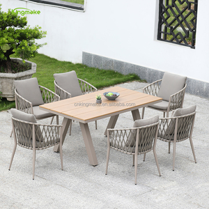 Meubles d'extérieur <span class=keywords><strong>de</strong></span> luxe <span class=keywords><strong>en</strong></span> corde <span class=keywords><strong>de</strong></span> <span class=keywords><strong>jardin</strong></span> Meubles <span class=keywords><strong>de</strong></span> patio et <span class=keywords><strong>de</strong></span> balcon <span class=keywords><strong>en</strong></span> aluminium Ensemble <span class=keywords><strong>de</strong></span> tables à manger pour 6 personnes - Product Image 1