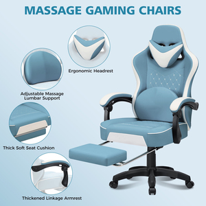 Ajunion Ghế chơi game massage 2-điểm rung thắt lưng hỗ trợ 440lbs Công suất máy tính ghế với chỗ để chân lớn cao Gamer ghế - Product Image 3