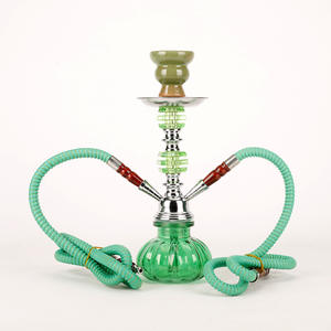 Usine transfrontalière chaude arabe acrylique vert 32 cm Double narguilé bol petite saveur narguilé avec technique de laque pour charbon de bois - Product Image 5