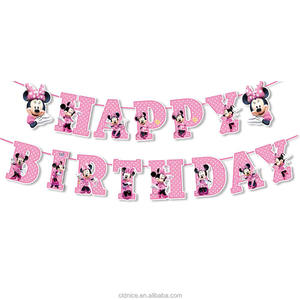 Joli dessin animé belle <span class=keywords><strong>Minnie</strong></span> thème fête d'anniversaire décoration ensembles gâteau Topper bannière Latex ballon fête décorations fournitures - Product Image 5