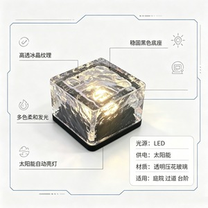 Lámpara Solar LED de Ladrillo de Hielo, Luz de Jardín Impermeable, Iluminación Exterior para Patio, Camino, Escalera - Product Image 1