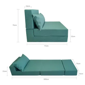 Colchón plegable, sofá plegable, colchón de espuma de alta densidad, colchón portátil Tppper para el suelo de invitados para dormir