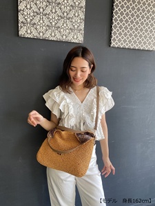 Bolso Tote de Paja Tejida para Mujer con Asas de Cuero PU, Bolso de Hombro Convertible con Correa Desmontable, Bolso Casual de Playa - Product Image 4
