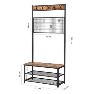 VASAGLE Industrial Style Entryway Organizer Furniture <strong>Standing</strong> Metal Wooden Clothes <strong>Hat</strong> Coat Rack With Shoes Rack - Product Image 3
