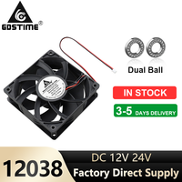 Ventilateur axial sans balais GDSTIME GDP1238 haute vitesse 3500~4500 tr/min DC 12V 24V 120x120x38mm 120mm 5 pouces avec roulement à billes pour boîtier d'ordinateur PC