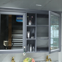 Meuble-lavabo double vasque gris moderne George Group USA avec dessus en quartz marbré et lavabo en céramique