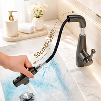 Robinet de lavabo ELOILO à micro-bulles, monocommande, en laiton chromé, moderne, en céramique, universel, chaud/froid, extractible, pour rince-bouche