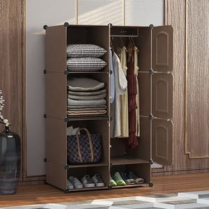 خزانة ملابس بلاستيكية ثلاثية الأبعاد عالية الجودة قابلة للطي، خزانة لغرفة النوم مكونة من 12 بابًا مع لوح ناعم ورف أحذية - Product Image 5