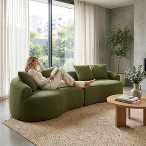Divano in Tessuto Chenille Bianco da 110 Pollici per Quattro Persone con Spugna Rigida 30D <span class=keywords><strong>e</strong></span> 4 Cuscini per Arredamento Soggiorno - Product Image 2
