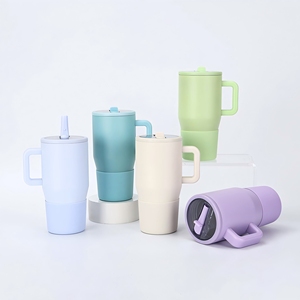 Venta al por mayor 20oz Handy Ice <span class=keywords><strong>Bully</strong></span> Cup 304 termo aislado de acero inoxidable taza de coche con asa plegable vaso de viaje de paja - Product Image 4