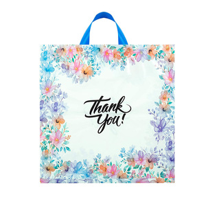 Plastic shopping bag for shoe packaging flower pattern design hot sale plastic bag handle holder bag carrier