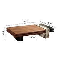 Table basse de salon élégante de style italien, table basse carrée moderne en bois de couleur noyer pour meubles de maison